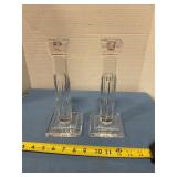 Pair of glass candle holders