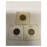 1883, 1899, 1907,V nickels