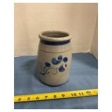 Blue floral stoneware crock
