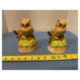 Pair of porcelain owls, have some chips in them