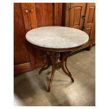 Antique marble top table, 27 inches in diameter