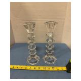 Pair of glass candle holders