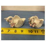 Vintage porcelain swan figurines