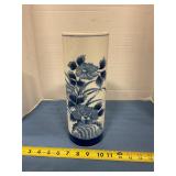 Japanese blue and white cylinder vase