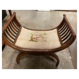 Vintage wood frame dressing stool