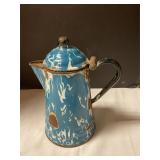 Vintage Graniteware blue/white swirl Sm coffee pot