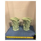 Vintage pottery swan vases