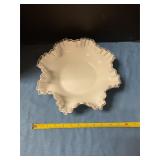 Milk glass bowl with ruffled edge