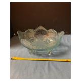 Jeanette Glass Lombardi ice blue footed fruit bowl