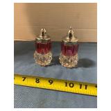 Vintage ruby red salt and pepper shaker
