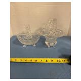Pair of glass baskets with handles