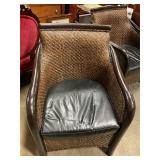 Armchair with rattan/ hardwood w/ black cushion