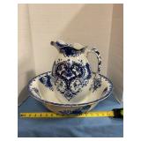 Antique wash bowl and pitcher set,NO SHIP
