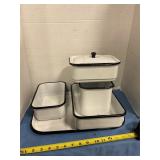 Vintage porcelain enamel ware set