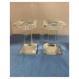 Crystal glass candlestick holders 6ï¿½ tall