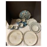 Enamelware cups, plates & pan