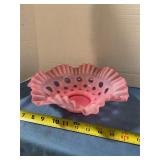 Unmarked Fenton cranberry coin dot Glass bowl.