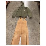 Carhartt womenï¿½s M jacket/ youth M polar king bibs