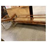 Coffee & end table brass legs $ mirror tops