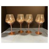 Wine glasses with copper finish