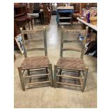 Vintage wood/ wicker set of chairs