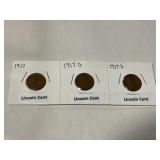 Lincoln cents 1917 P, D, S Set