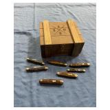 Robusto cigar box with pocket knives