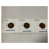 Lincoln cents 1918 P, D, S Set