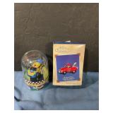 North Pole tow truck ornament & Rally Racer