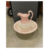 Pitcher & bowl set pink/white