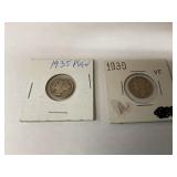 Mercury Silver Dimes 1935 & 1939