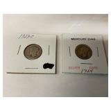 Mercury Silver Dimes 1923S & 1924