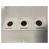 Lincoln cents 1916 P, D, S Set