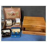 Wood boxes with cufflinks