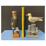 Captain & Seagull carved figures