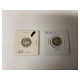 1936 & 1936-D Mercury Silver Dimes