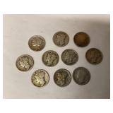 Assorted dates Mercury Silver dimes