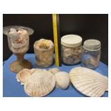 Shell candle & containers of shells