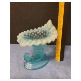 Hobnail cornucopia vase unmarked Fenton