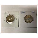1942 & 1959 Silver Quarters