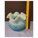 Hobnail  ruffled vase unmarked Fenton