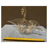 Large crystal swan shaped  centerpiece bowl