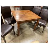 Wood table with 4 leather chairs 39.5ï¿½ Square