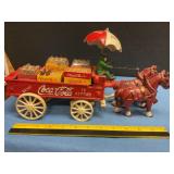 Vintage cast iron horse-drawn Coca-Cola Wagon
