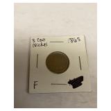 1865  3 cent Nickel Coin