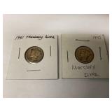 1941 & 1945 Mercury Silver Dimes