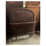 Vintage Twin wood bed frame on wheels