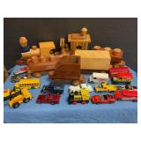 Wood train & hot wheels