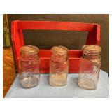 Handmade wood box w/ Ball jars