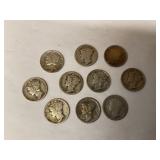 Assorted dates Mercury Silver dimes